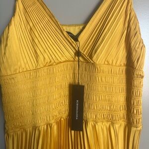 BCBGMAXAZRIA Yellow Pleated Dress